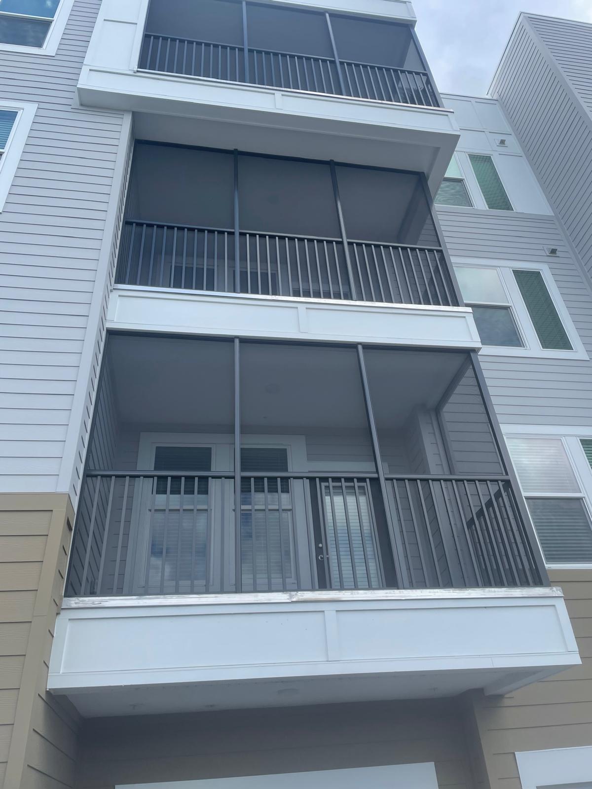 Modern multi-floor balcony railings
